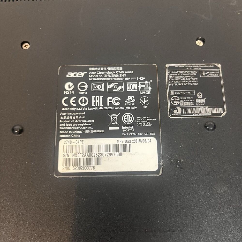 Acer C740-C4PE 11.6" Chromebook Intel 4GB RAM 16GB SSD Good Condition With USBC - Picture 7 of 9
